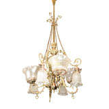 Antique Victorian Gas and Electric Eight Arm Chandelier