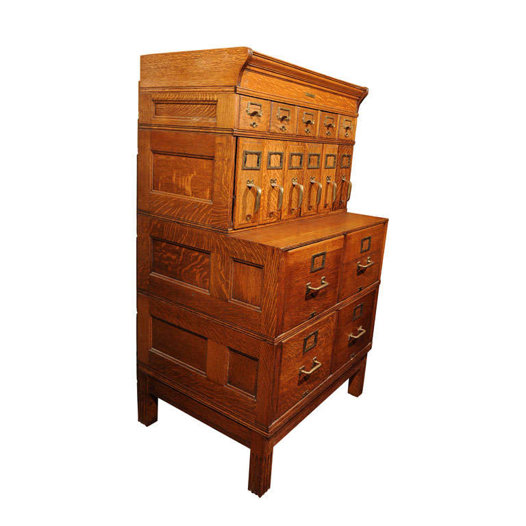 American Oak Multi Drawer File and Erbe at 1stDibs