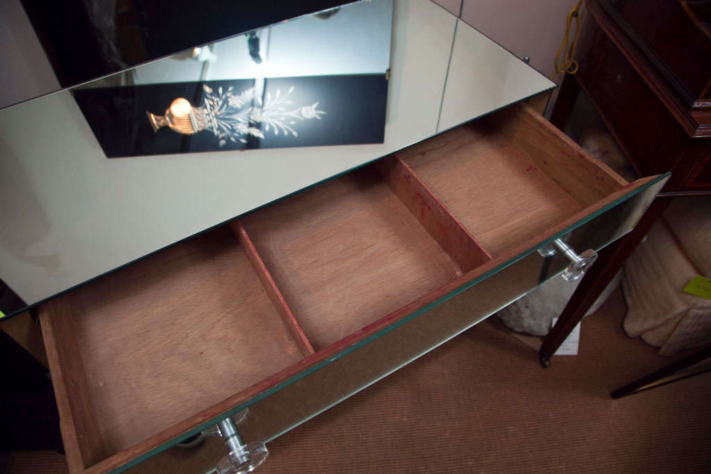 Mid-20th Century Five Drawer Mirrored Chest with Lucite Knobs