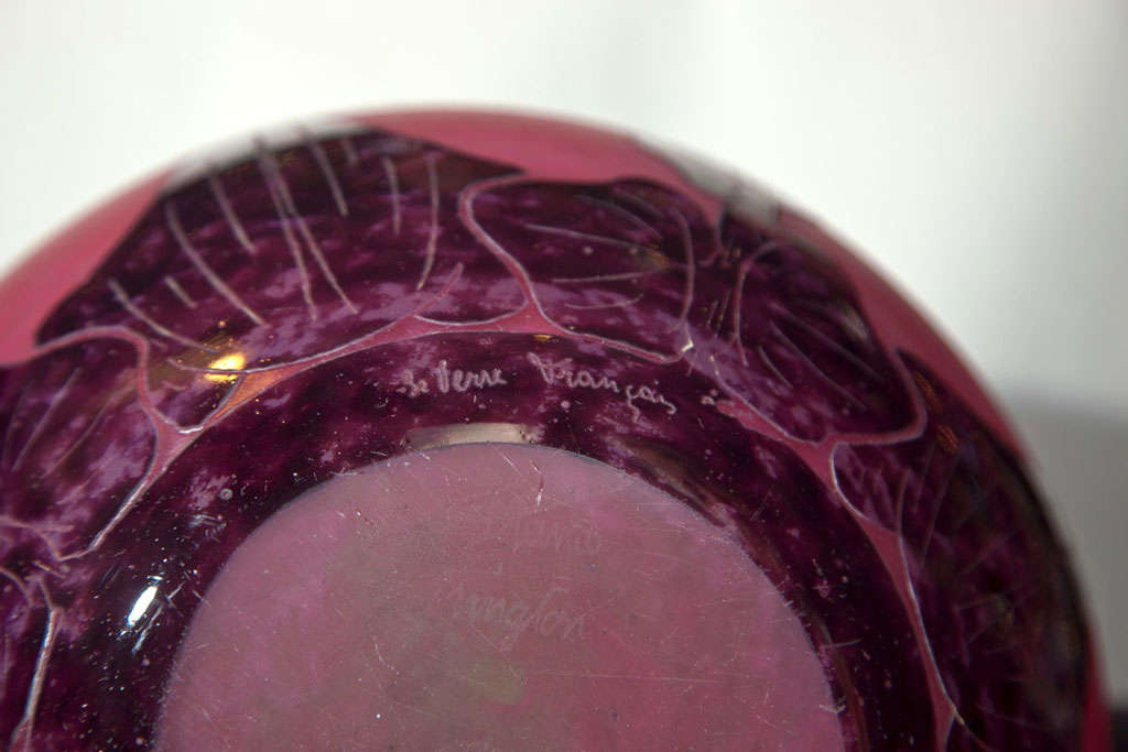 Le Verre Francais Cameo Art Glass Globular Vase 1