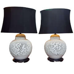 Pair Chinese Blanc de Chine Lamps