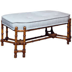 Upholstered Faux Bamboo Octagonal Shaped Ottoman