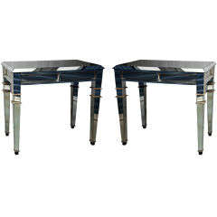 Elegant Pair of Serge Roche Inspired Mirrored Console Tables