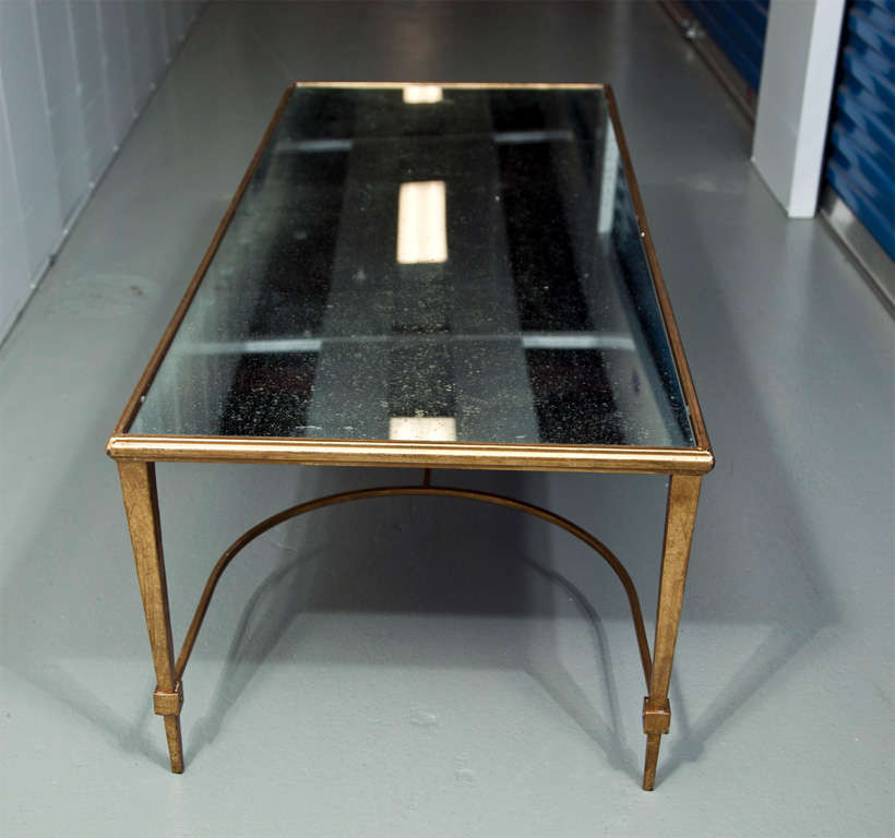 Glamorous Gilt Metal and Mirrored Glass Cocktail Table in the Manner of Ramsay 1