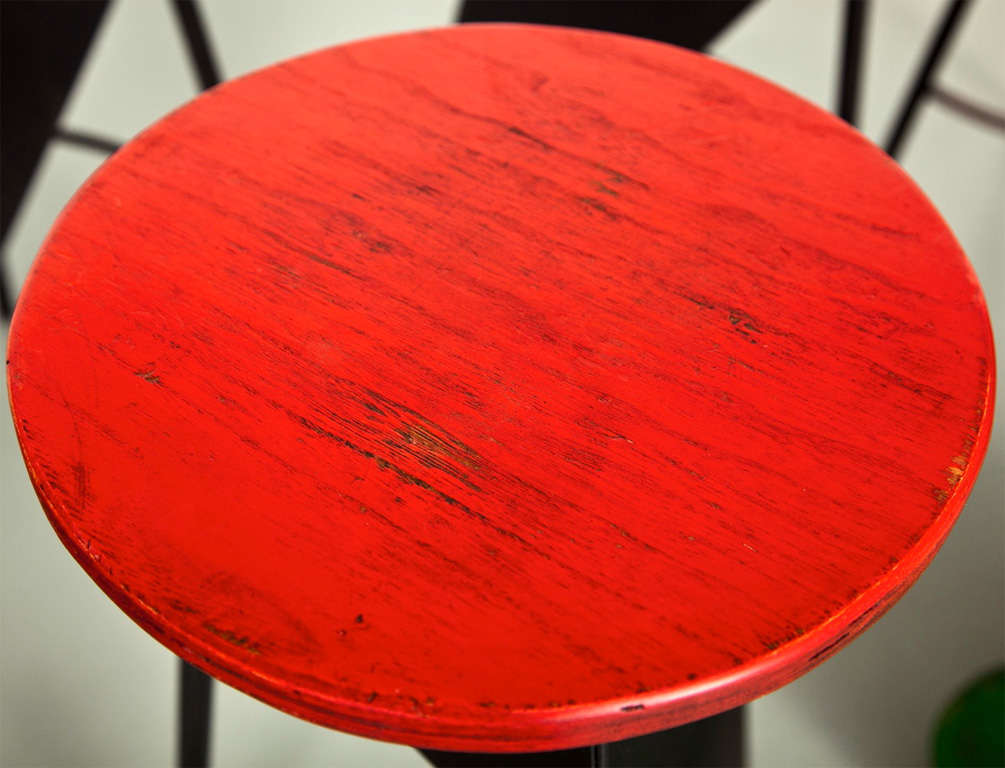 Set of Six Midcentury Counter Stools in the Manner of Pierre Jeanneret In Excellent Condition In Mt Kisco, NY