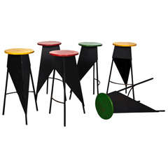 Set of Six Midcentury Counter Stools in the Manner of Pierre Jeanneret