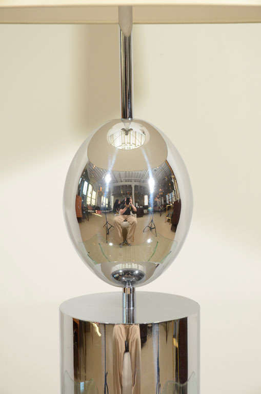 Mid-20th Century Chromed Metal Table Lamp For Sale