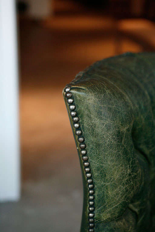 20th Century A Pair Of English Tufted Library Chairs