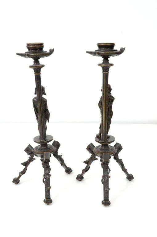 Bronze candlesticks by Melingue