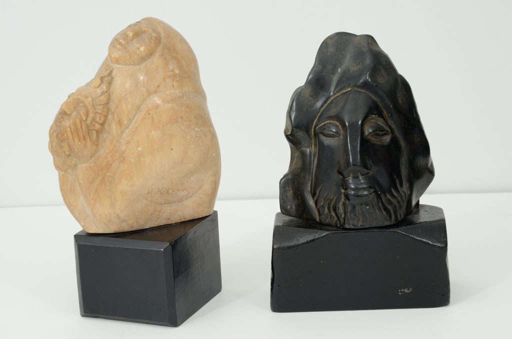A pair of hardstone sculptures by Henriette Korner