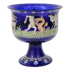 Vintage A Venetian glass enameled vase