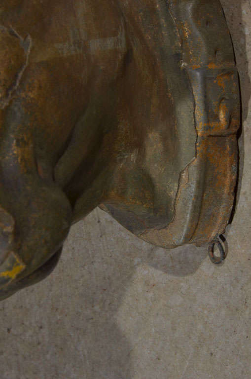 19th C. Zinc Bull Head with Original Patina 1