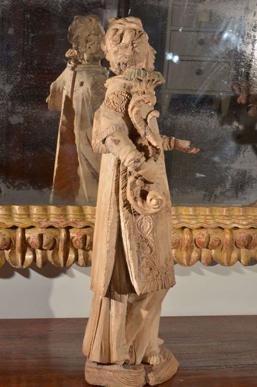 18th Century Carved Wooden Statue of a Torch Bearer For Sale 2
