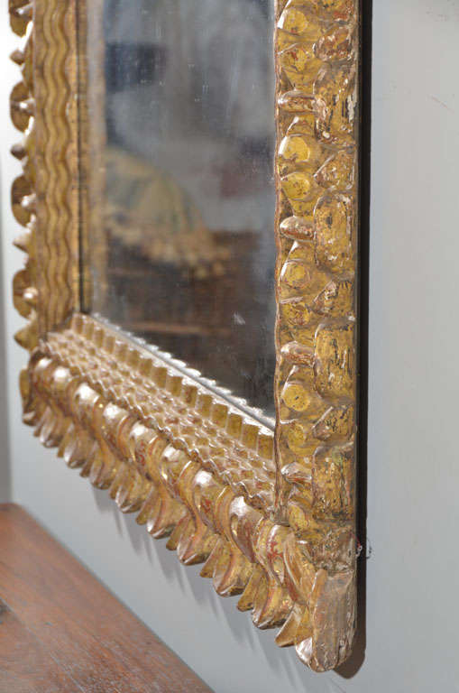 18th Century Carved Giltwood Italian Mirror with Original Glass For Sale 5