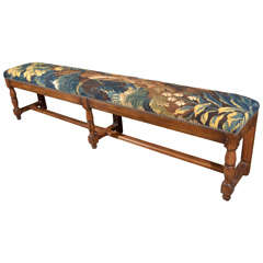 Antique 18th C. Walnut Bench with 18th C. Aubusson Tapestry