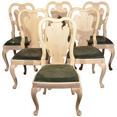 Antique Set of Six 18th Century Bleached Walnut Chairs