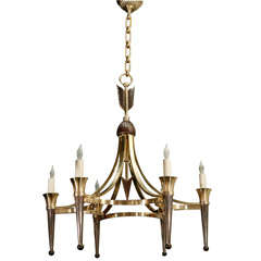 French Brass Chandelier Neoclassical Style