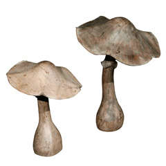 Pair of French Poplar Wood Mushrooms