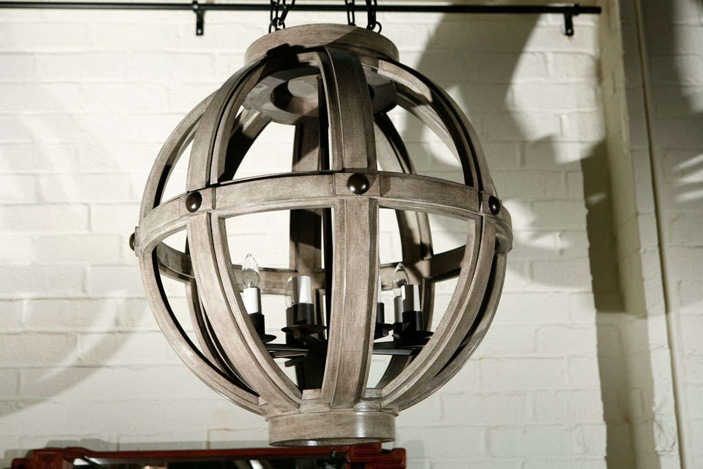 Modern Paul Marra Large Carved Sphere Chandelier For Sale