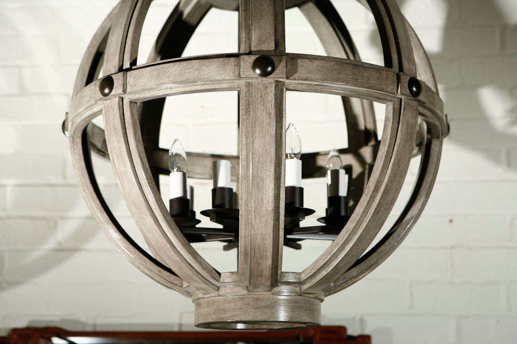 American Paul Marra Large Carved Sphere Chandelier For Sale