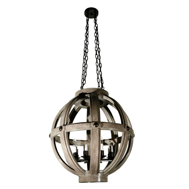 Paul Marra Large Carved Sphere Chandelier For Sale