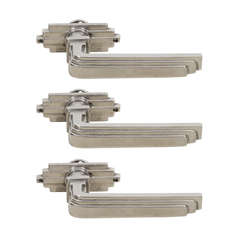 Original Set of Brushed Nickel Art Deco Door Pulls/Handles