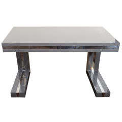 Modernist Console and Writing Table in Grey Lacquer