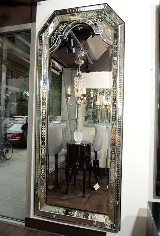 Exceptional 1930's Venetian Mirror with Hexagon Shadowbox Frame