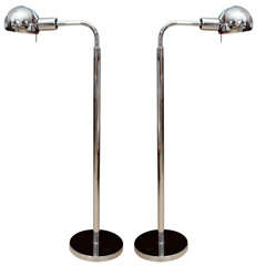 Pair of Nickel Swing Arm Floor lamps by Hansen NY