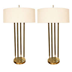 Stiffel Polished Brass Table Lamps Ca. 1960's