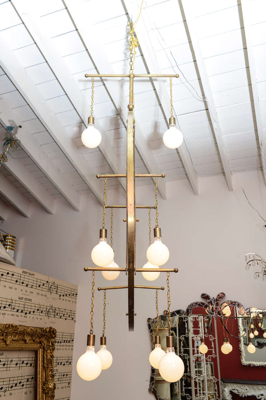 American Large Brass Bicycle Chandelier For Sale