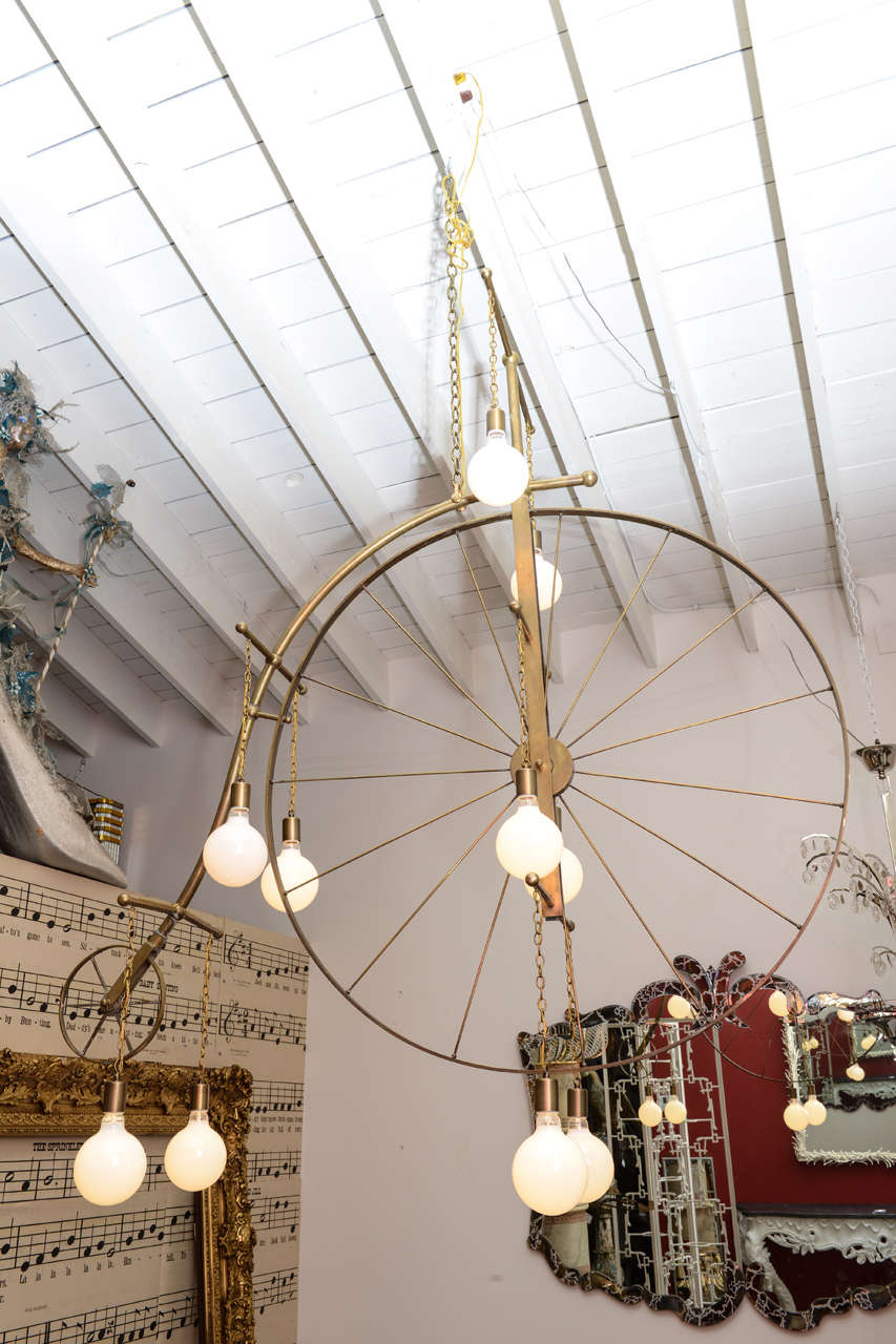 Large Brass Bicycle Chandelier For Sale 1