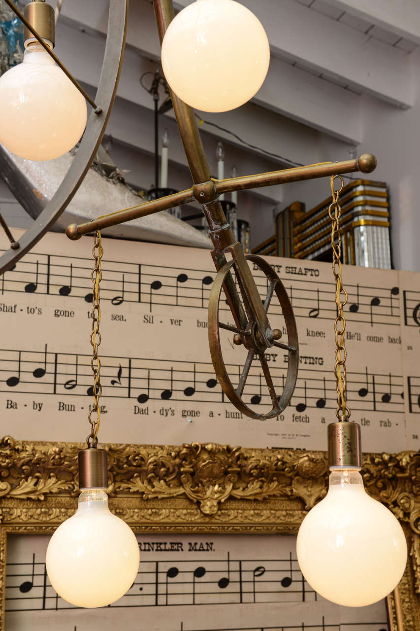 Large Brass Bicycle Chandelier For Sale 4