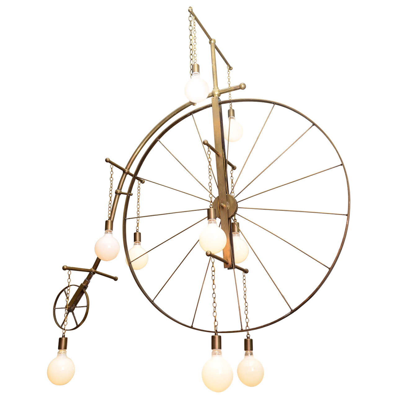 Large Brass Bicycle Chandelier For Sale