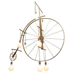 Large Brass Bicycle Chandelier