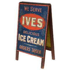 Vintage Rare Metal "Ives Ice Cream" Sandwich Board