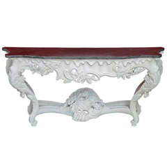 Carved Italian Console with Marble Top