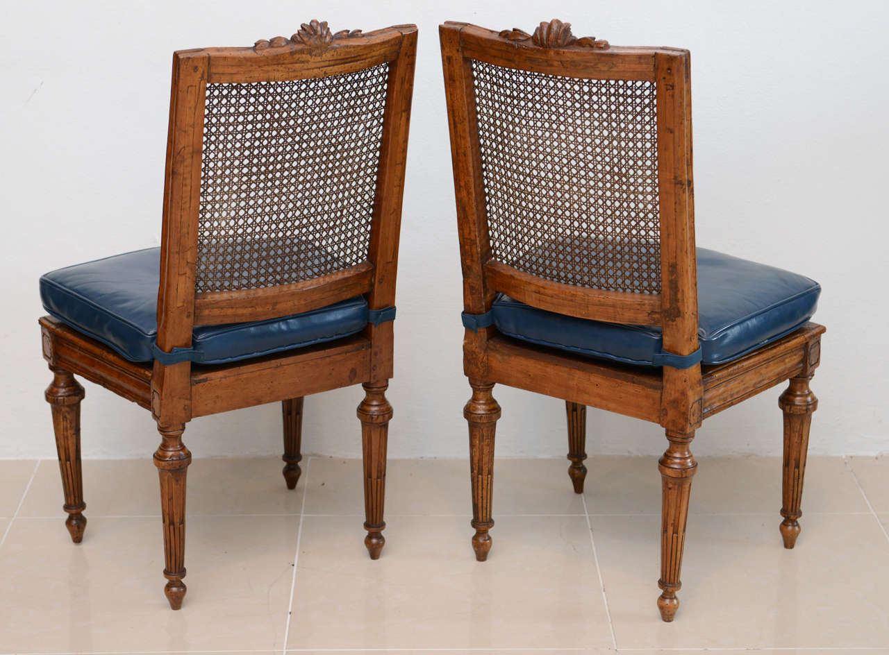 French Set of Eight Louis XVI Beechwood Dining Chairs, Late 18th Century For Sale