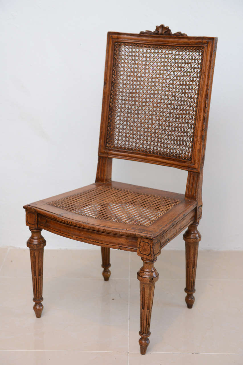 Set of Eight Louis XVI Beechwood Dining Chairs, Late 18th Century For Sale 2