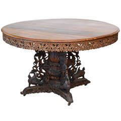 Anglo-Indian Teak and Padouk Center/Dining Table