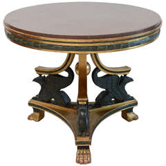 A Swedish Neoclassic Giltwood and Polychromed Center Table