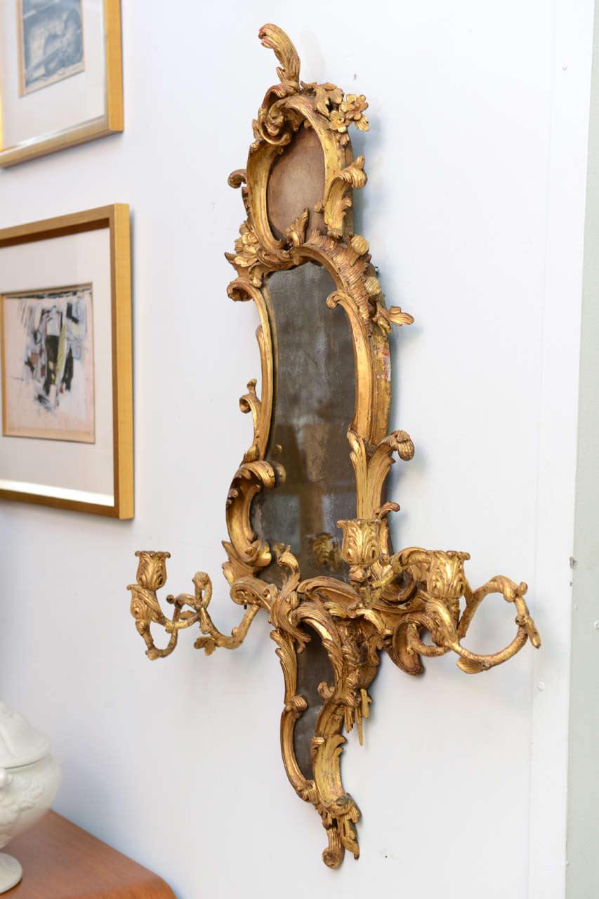 Fine Pair of George III Giltwood Girandole Mirrors, Thomas Chippendale For Sale 2
