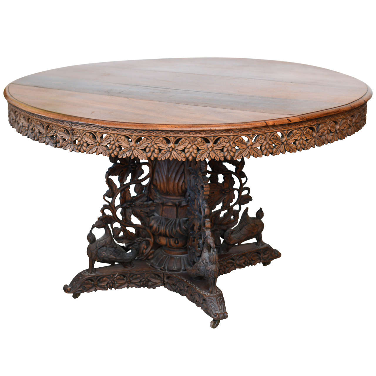 AngloIndian Teak and Padouk Center/Dining Table For Sale at 1stDibs