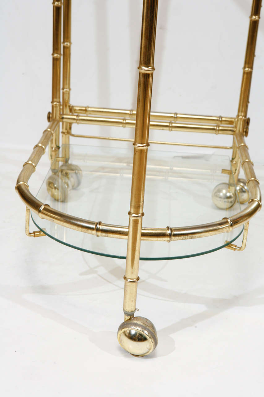 1960's Brass Bamboo Swivel Bar Cart 3