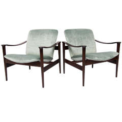 Pair of Sculptural Lounge Chairs by Frederik Kayser
