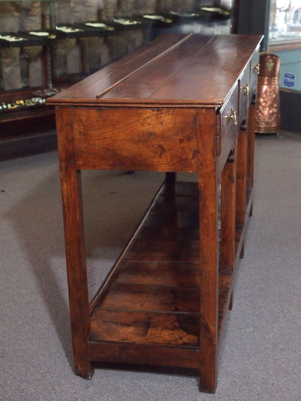 Antique English Oak South Wales Dresser Base with Potboard 3