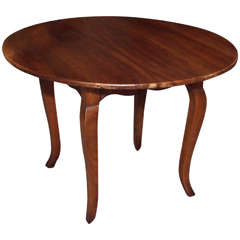 Antique French Provincial Walnut Round Table On Cabriole Legs