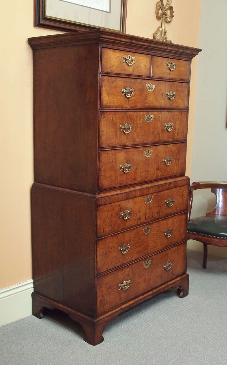 Early 18th century English George I walnut chest-on-chest. 3