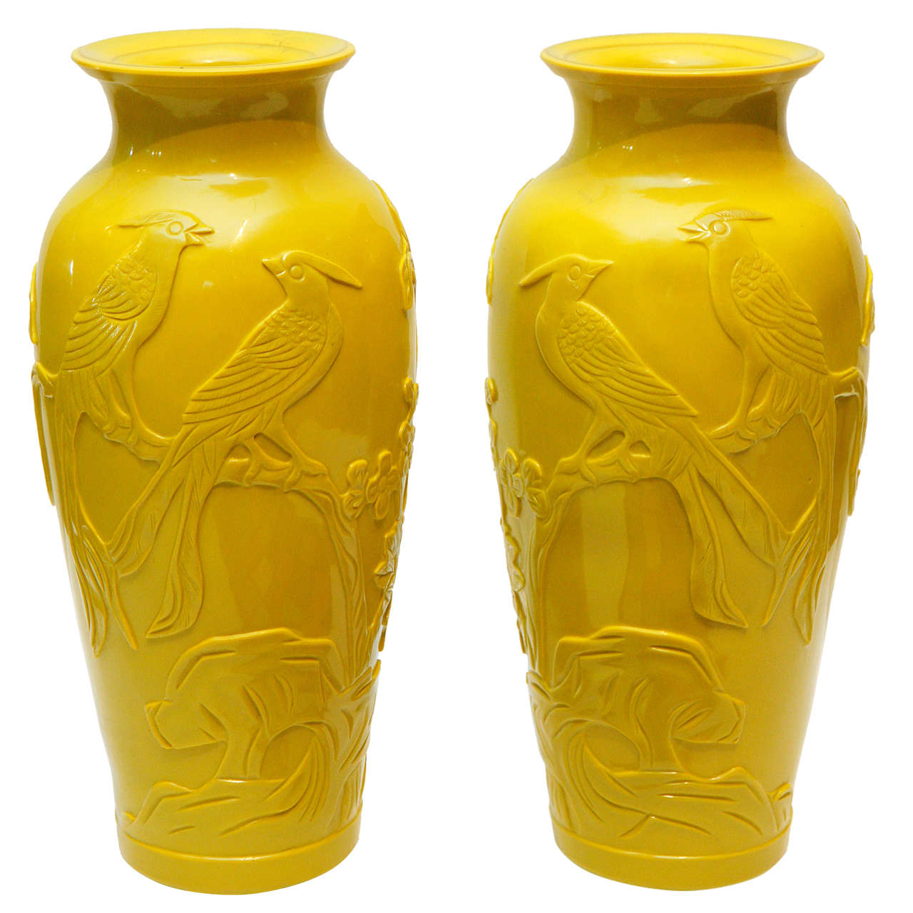 Pair of Yellow Peking Glass Vases