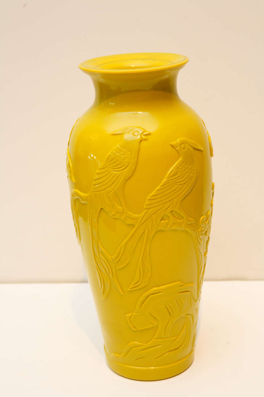 Pair of Yellow Peking Glass Vases 2